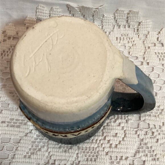 GRAMMA Coffee Mug Stegall Studio Art Pottery Hand Thrown Blue Stoneware - Picture 5 of 6